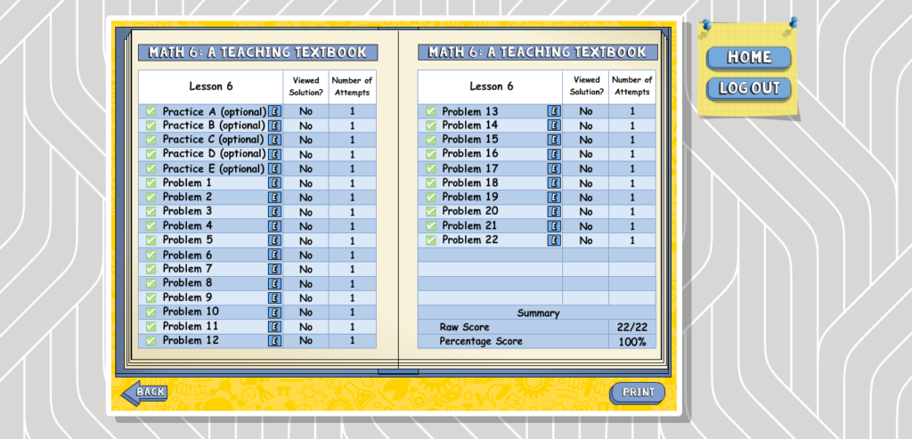 Teaching Textbooks 3.0 Gradebook